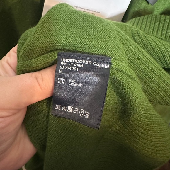 NEW The Shepherd Undercoverism Moss Green Wool Cashmere Cardigan Size Large - Picture 10 of 12